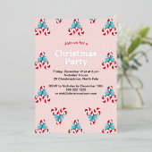 Sweet Candy Canes en Bows Kerstmis Folie Uitnodiging (Staand Voorkant)