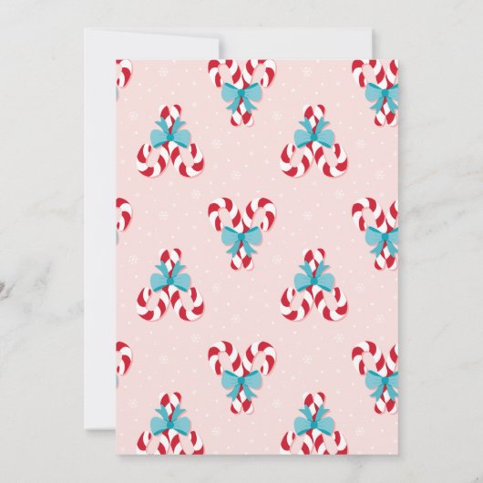 Sweet Candy Canes en Bows Kerstmis Kaart (Achterkant)