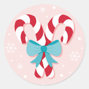 Sweet Candy Canes en Bows Kerstmis Ronde Sticker