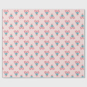Sweet Candy Canes en Bows kerstpatroon Cadeaupapier (Vlak)