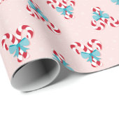 Sweet Candy Canes en Bows kerstpatroon Cadeaupapier (Rol Hoek)