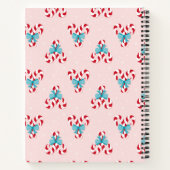 Sweet Candy Canes en Bows kerstpatroon Notitieboek (Achterkant)