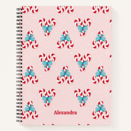 Sweet Candy Canes en Bows kerstpatroon Notitieboek