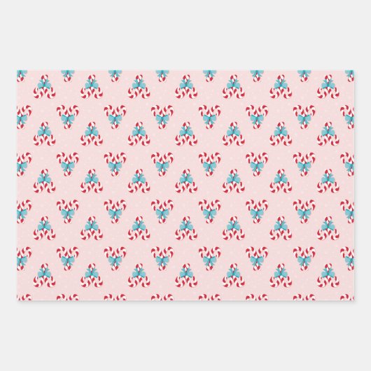 Sweet Candy Canes en Christmas Snoep Patterns Inpakpapier Vel (Voorkant)