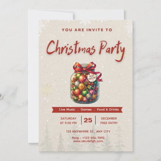 🍬🎄Sweet Candy Christmas Editable 5x7” Invitation Kaart (Voorkant)