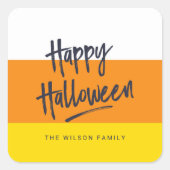 Sweet Candy Corn Happy Halloween Vierkante Sticker (Voorkant)