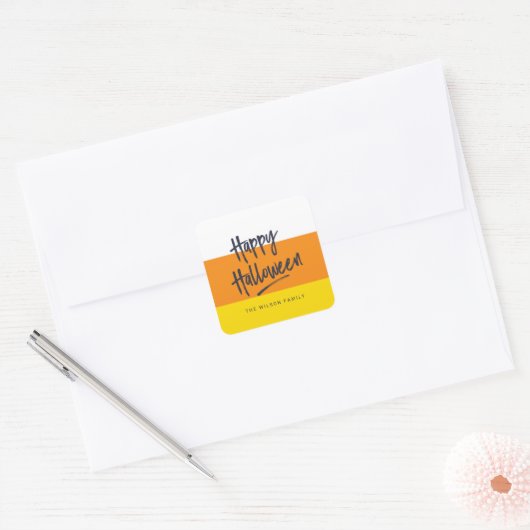 Sweet Candy Corn Happy Halloween Vierkante Sticker (Envelop)