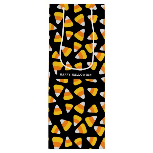 Sweet Candy Corn Happy Hallowine Wijn Cadeautas (Voorkant)