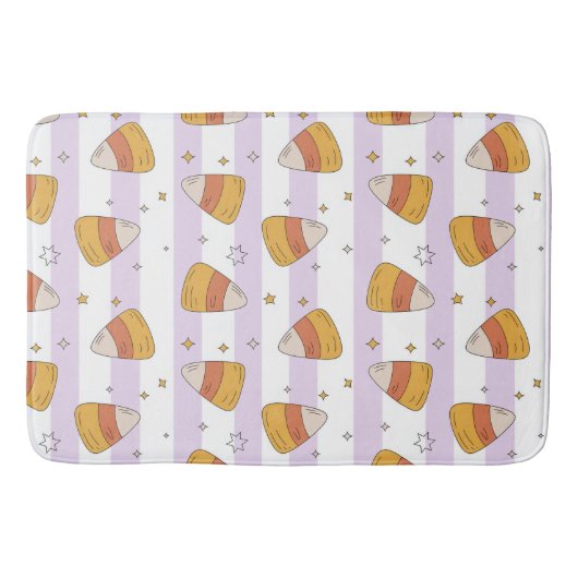 Sweet Candy Corn & Stars Halloween Patroon Badmat (Voorkant)