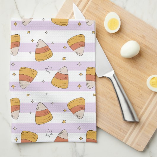 Sweet Candy Corn & Stars Halloween Patroon Theedoek (Quarter Fold)