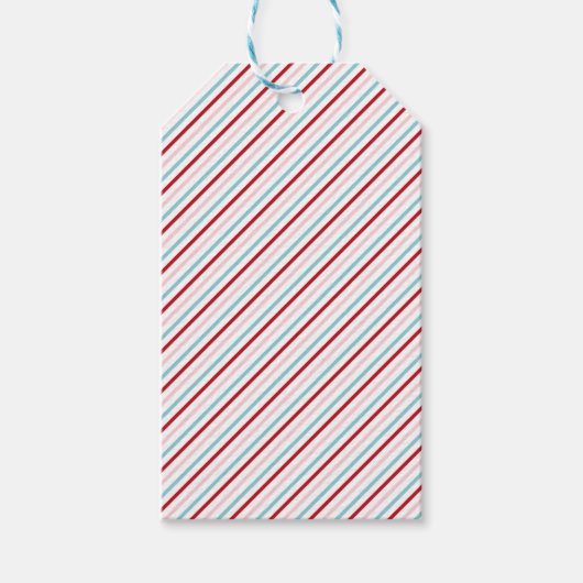Sweet Candy Stripe Red Pink Blue Holiday/Bday Cadeaulabel (Voorkant)