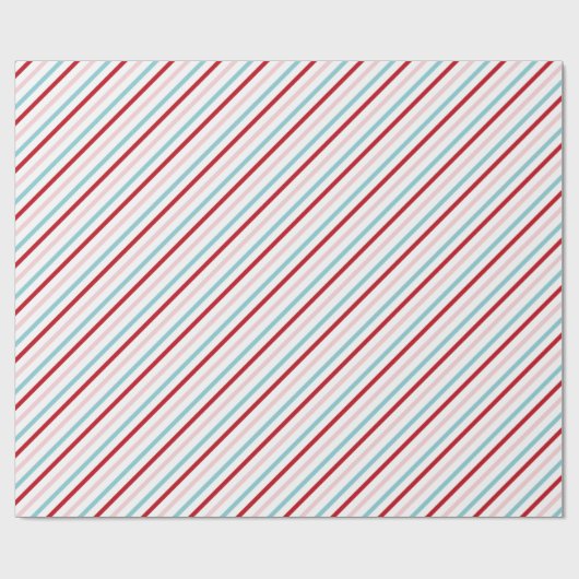 Sweet Candy Stripe Red Pink Blue Holiday/Bday  Cadeaupapier (Vlak)