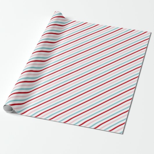 Sweet Candy Stripe Red Pink Blue Holiday/Bday  Cadeaupapier (Uitgerold)