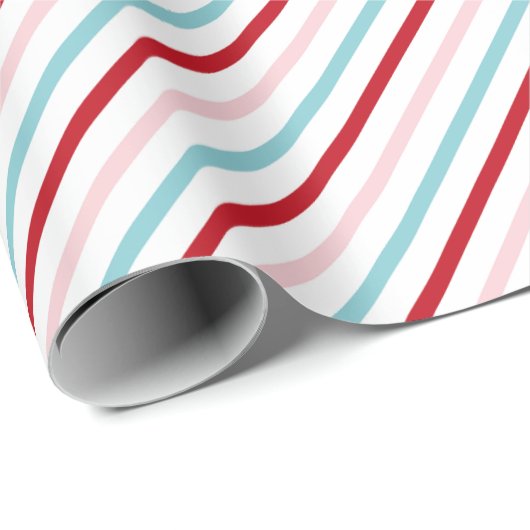 Sweet Candy Stripe Red Pink Blue Holiday/Bday  Cadeaupapier (Rol Hoek)