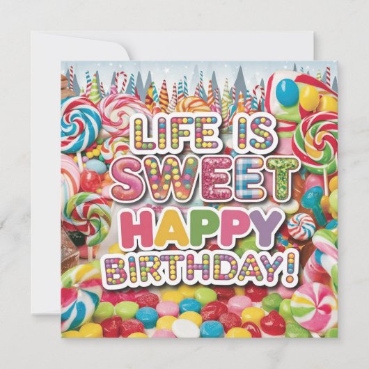 Sweet Candyland Birthday Design – leuk en kleurrij Kaart (Voorkant)