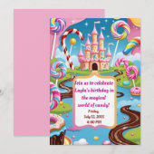Sweet Candyland Birthday Party Invitation for Kids Kaart (Voorkant / Achterkant)