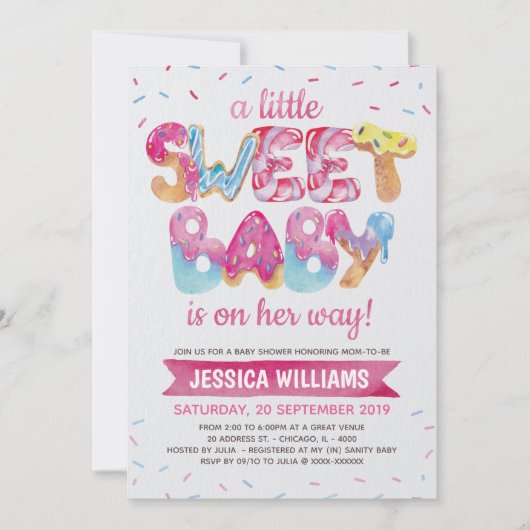 Sweet Candyland Sprinkles Baby shower Uitnodiging (Voorkant)