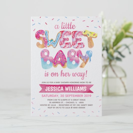 Sweet Candyland Sprinkles Baby shower Uitnodiging (Staand voorkant)