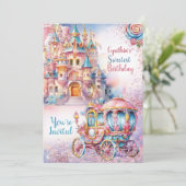 Sweet Candyland uitnodiging voor verjaardagsfeestj (Staand voorkant)