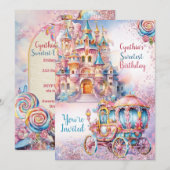 Sweet Candyland uitnodiging voor verjaardagsfeestj (Voorkant / Achterkant)