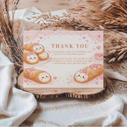 Sweet Cannoli Bakery Bow 1st Birthday Bedankkaart