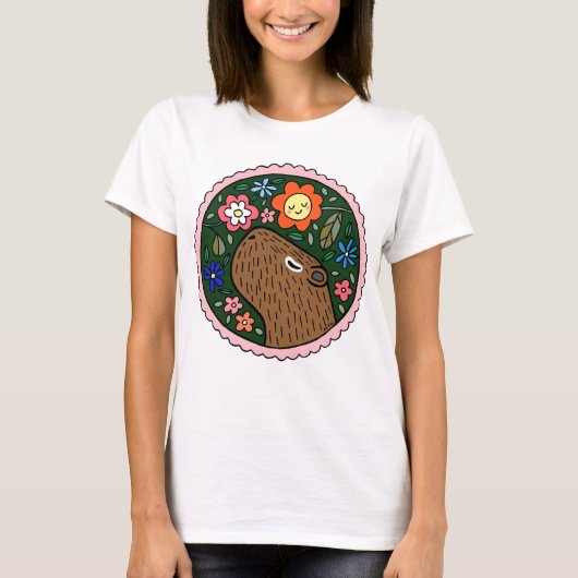 Sweet Capybara Graphic Happy Capybara grafisch T-shirt (Voorkant)