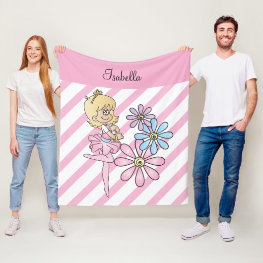 Sweet Cartoon Ballerina Girl Fleece Deken (In situ)