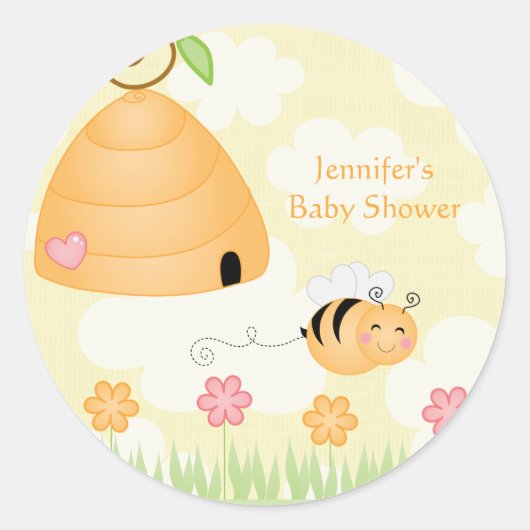 Sweet cartoon bumble bei baby shower sticker (Voorkant)