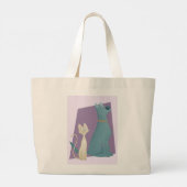 Sweet Cartoon Dog & Cat Grote Tote Bag (Achterkant)