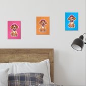 Sweet Cartoon Dog – Happy Puppy in Cap Sticker Muurkunst Sets (Slaapkamer)