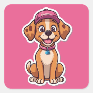 Sweet Cartoon Dog - Happy Puppy in Pet Sticker