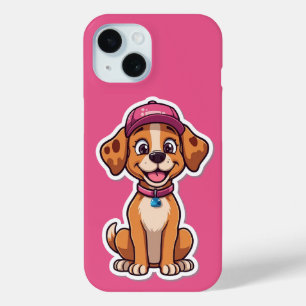 Sweet Cartoon Dog - Happy Puppy in Pet Sticker iPhone 15 Case