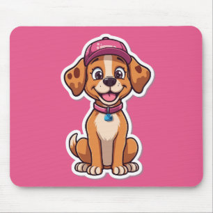 Sweet Cartoon Dog - Happy Puppy in Pet Sticker Muismat