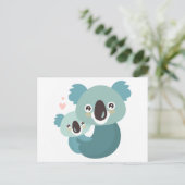 Sweet cartoon koala moeder en baby hugging briefkaart (Staand voorkant)