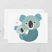 Sweet cartoon koala moeder en baby hugging briefkaart (Voorkant / Achterkant)
