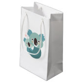 Sweet cartoon koala moeder en baby hugging klein cadeauzakje (Achterkant Gekanteld)