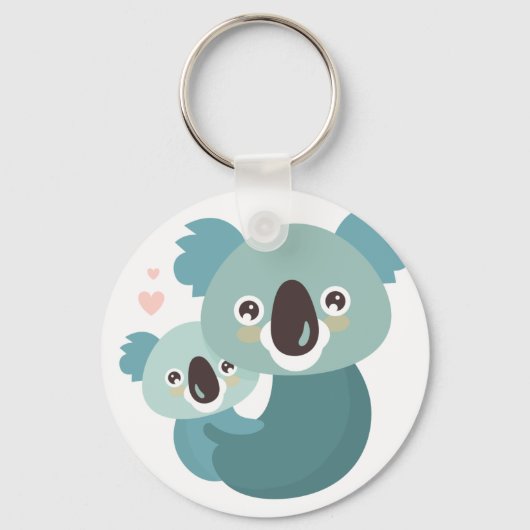 Sweet cartoon koala mother and baby hugging sleutelhanger (Voorkant)