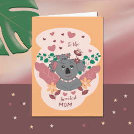 Sweet Cartoon Koalas Moederdag Card Kaart