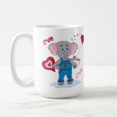 Sweet Cartoon Olifant en harten 15 Ounces Mok (Links)