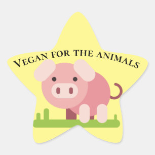 Sweet Cartoon Pig met Pro Vegan Bericht Ster Sticker