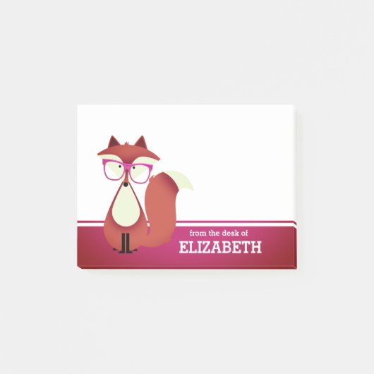 Sweet Cartoon Red Fox gepersonaliseerd Post-it® Notes (Voorkant)