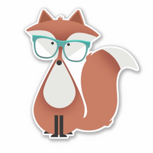 Sweet Cartoon Red Fox Vinyl Sticker (Voorkant)