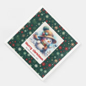 Sweet cartoon snowman with snowflakes kids napkins servet (Hoek)