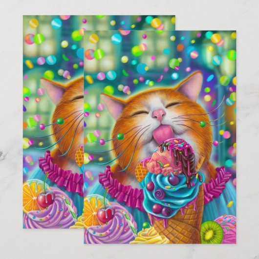 Sweet Cat Feestdagenkaart (Voorkant / Achterkant)