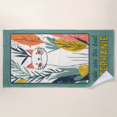 Sweet Cat Illustratie Gepersonaliseerd Strandlaken (Voorkant)