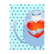 Sweet cat in liefde, briefkaart