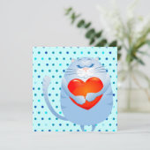 Sweet cat in liefde, uitnodiging (Staand voorkant)