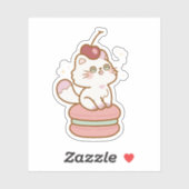 Sweet Cat op Macaron Schattige Sticker (Vel)
