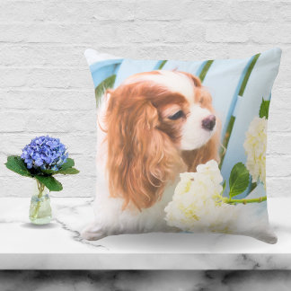 Sweet Cavalier King Charles Spaniel Hydrangeas Kussen
