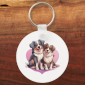 Sweet Cavalier Spaniel Couple in Heart Sleutelhanger (Achterkant)
